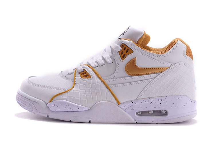 Nike Air Flight 89 White Gold Shoes - Click Image to Close