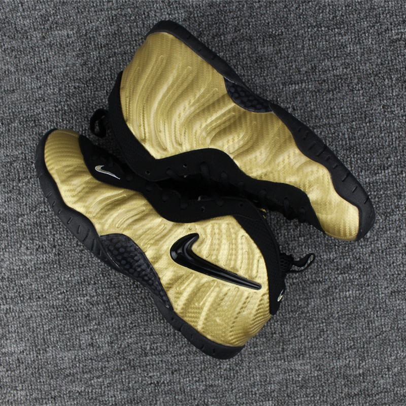 Nike Air Foamposite Gold Black Basketball Shoes - Click Image to Close