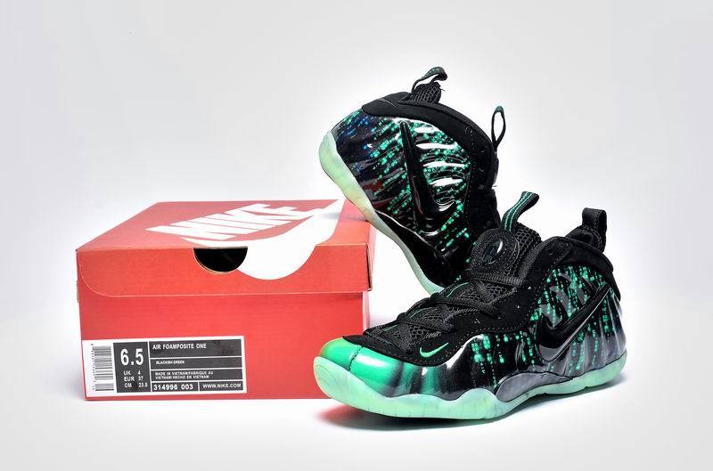 Nike Air Foamposite One Black Green Shoes - Click Image to Close