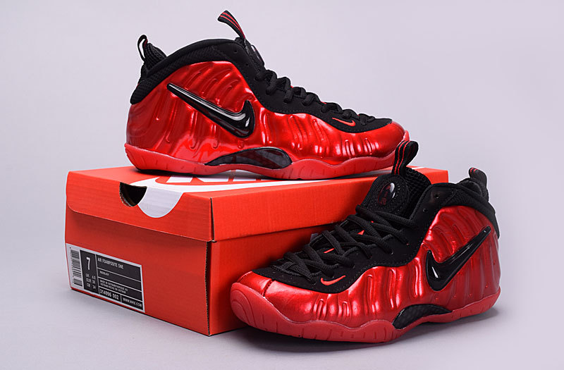 Nike Air Foamposite One Red Black Shoes - Click Image to Close