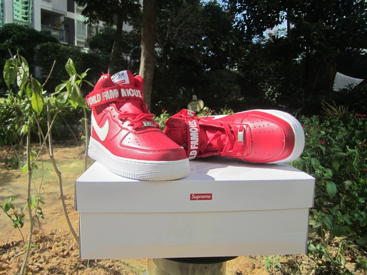 Nike Air Force 1 High Supreme SP Red White Shoes - Click Image to Close