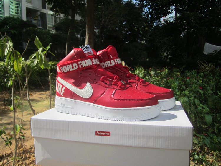 Nike Air Force 1 High Supreme SP Red White Shoes - Click Image to Close