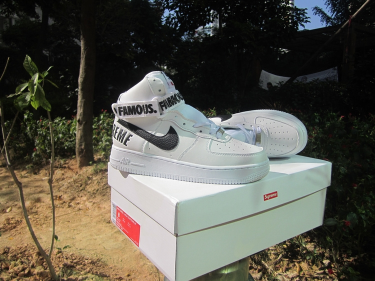 Nike Air Force 1 High Supreme SP White Black Shoes - Click Image to Close