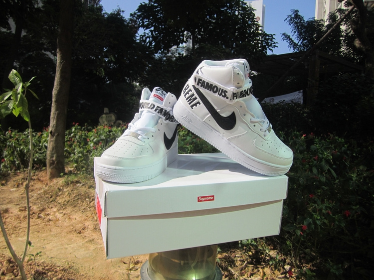 Nike Air Force 1 High Supreme SP White Black Shoes - Click Image to Close