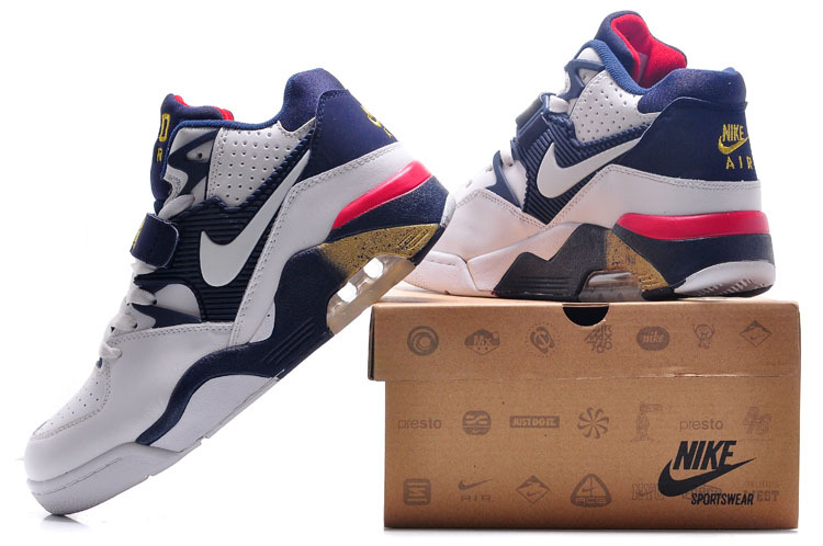 New Release Air Force 180 Barkley White Blue Gold Shoes - Click Image to Close