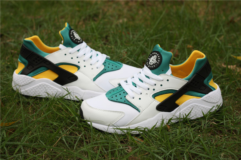 Nike Air Huarache White Green Yellow Shoes