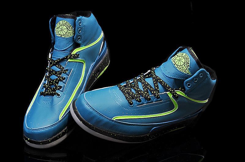 Nike Air Jordan 2 Retro 2014 Blue Black Green Shoes - Click Image to Close