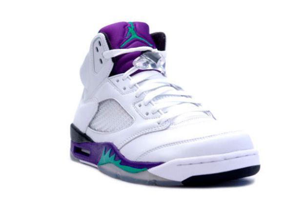 Nike Air Jordan 5 LS White Grape Ice New Emerald Shoes - Click Image to Close