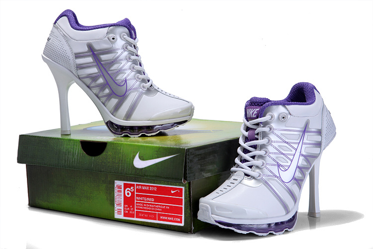 Nike Air Max 09 High Heels White Silver Purple - Click Image to Close