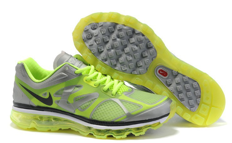 Nike Air Max 2012 Fluorescent Green Grey Black Shoes - Click Image to Close