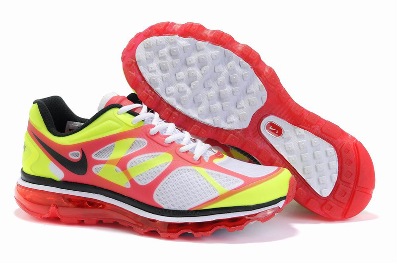 Nike Air Max 2012 White Red Fluorscent Black Shoes - Click Image to Close