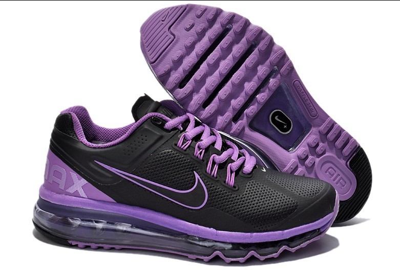 Nike Air Max 2013 Leather Black Purple For Women