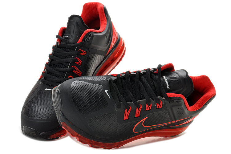 Nike Air Max 2013 Leather Leather Black Red Shoes - Click Image to Close