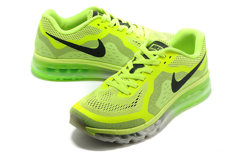 Nike Air Max 2014 Fluorscent Green Black Swoosh Shoes - Click Image to Close