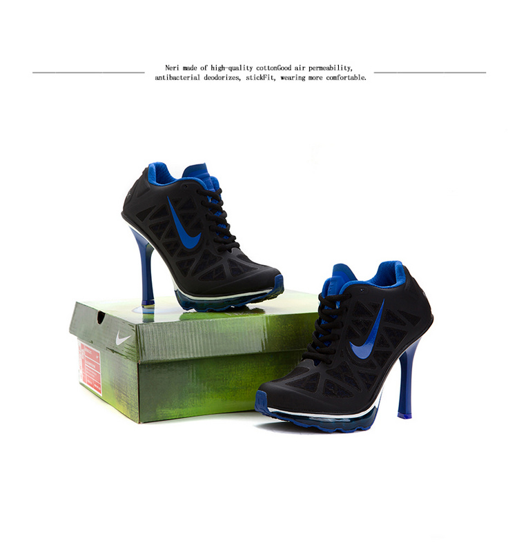 Nike Air Max 2014 High Heels Black Blue - Click Image to Close