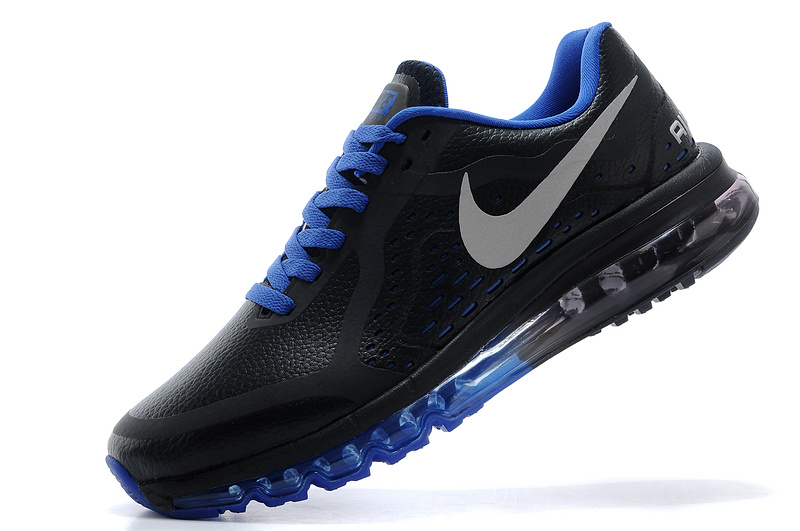 Nike Air Max 2014 Leather Black Blue Grey Shoes - Click Image to Close