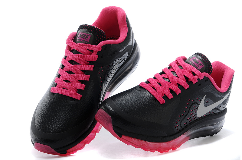 Nike Air Max 2014 Leather Black Pink Grey Shoes - Click Image to Close