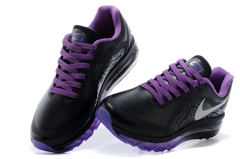 Nike Air Max 2014 Leather Black Purple Grey Shoes