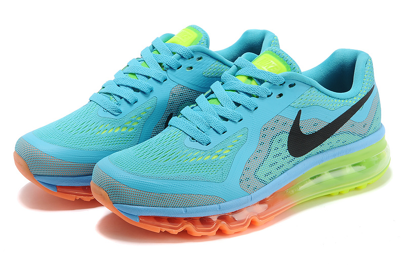 Nike Air Max 2014 Sea Blue Orange Green Black Shoes - Click Image to Close