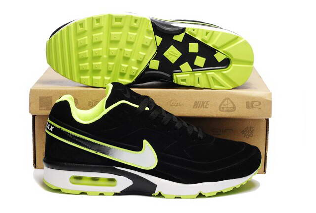 New Nike Air Max BW Suede Black Fluorscent Green - Click Image to Close