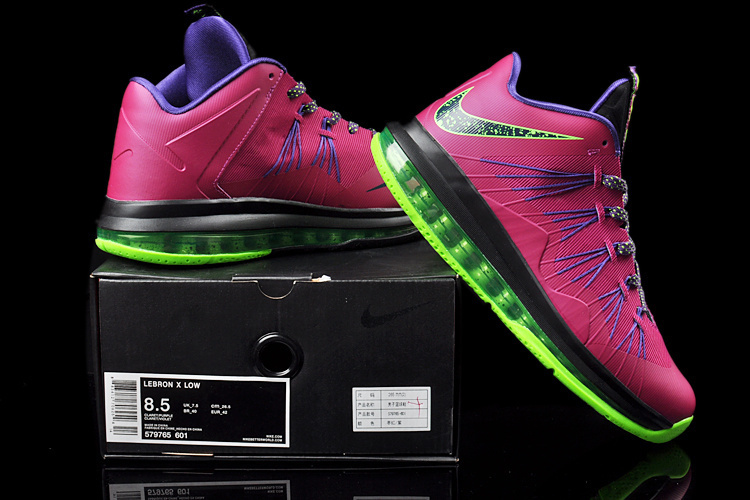 Nike Lebron James 10 Shoes Low Low Purple Black Green Shoes - Click Image to Close