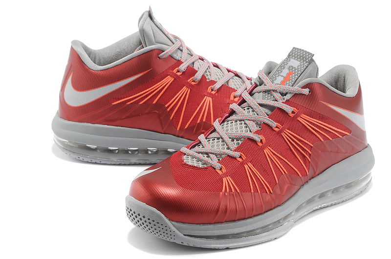 Nike Lebron James 10 Shoes Low Low Red Grey Shoes - Click Image to Close