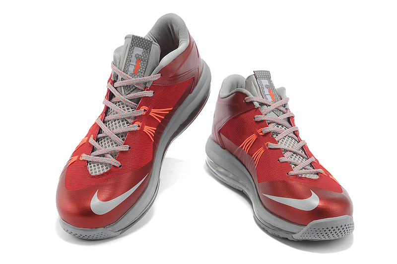 Nike Lebron James 10 Shoes Low Low Red Grey Shoes - Click Image to Close