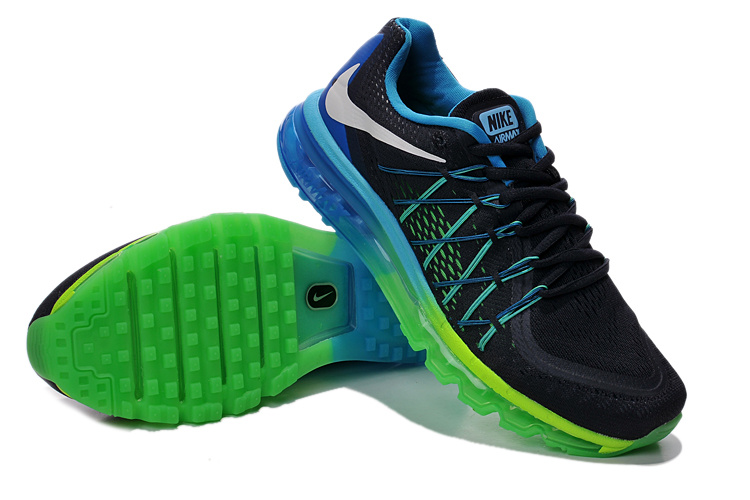 Nike Air Mx 2015 Black Blue Fluorscent Green Shoes