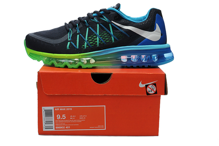 Nike Air Mx 2015 Black Blue Fluorscent Green Shoes - Click Image to Close