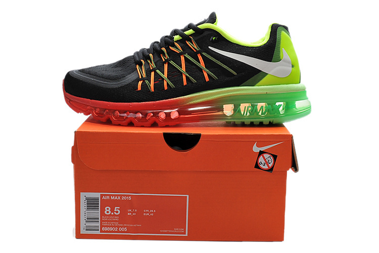 Nike Air Mx 2015 Black Fluorscent Green Red Shoes - Click Image to Close