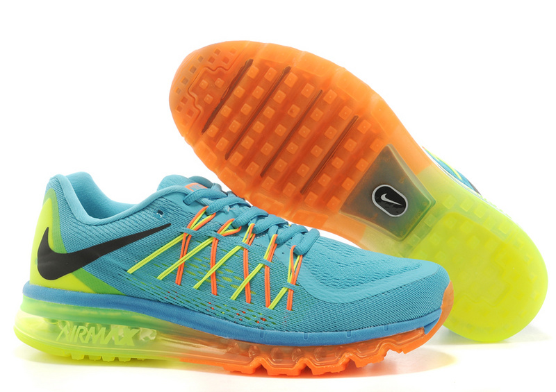 Nike Air Mx 2015 Flywire Blue Green Orange Shoes - Click Image to Close