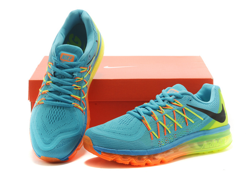 Nike Air Mx 2015 Flywire Blue Green Orange Shoes - Click Image to Close
