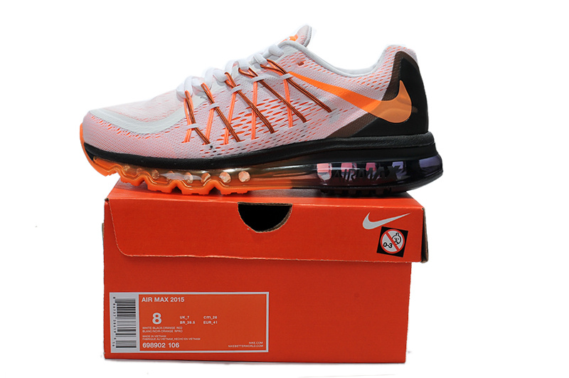 Nike Air Mx 2015 White Black Orange Shoes - Click Image to Close