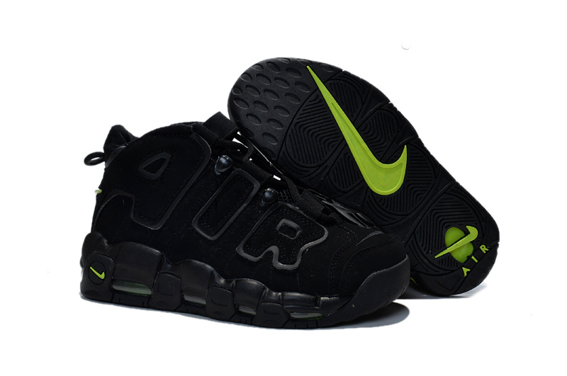 Nike Air Pippen All Black Green Shoes For Women - Click Image to Close