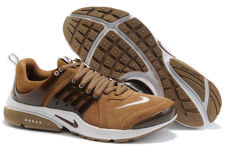 Women Nike Air Presto Suede Brown White Shoes - Click Image to Close