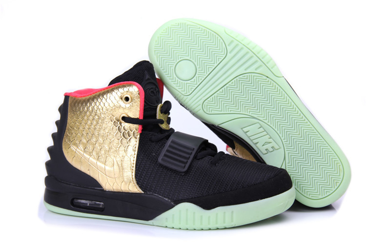 Nike Air Yeezy 2 Black Gold Shoes - Click Image to Close