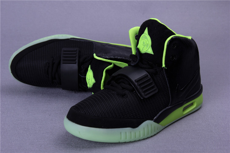 Nike Air Yeezy 2 Black Green Shoes - Click Image to Close