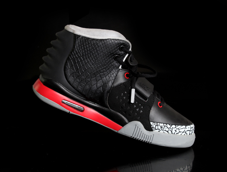 Nike Air Yeezy 2 Black Grey Cement Shoes - Click Image to Close