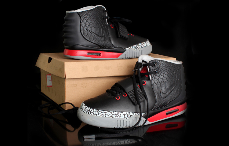 Nike Air Yeezy 2 Black Grey Cement Shoes - Click Image to Close