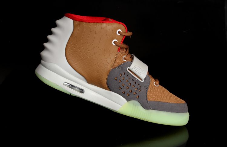 Nike Air Yeezy 2 White Brown Shoes - Click Image to Close