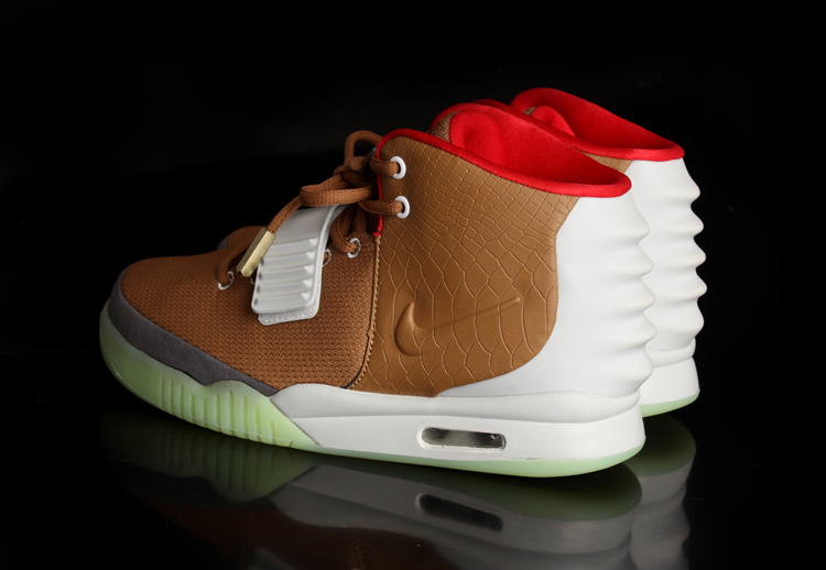 Nike Air Yeezy 2 White Brown Shoes - Click Image to Close