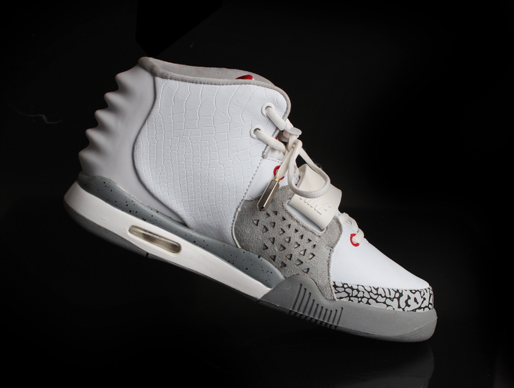 Nike Air Yeezy 2 White Grey Cement Shoes - Click Image to Close