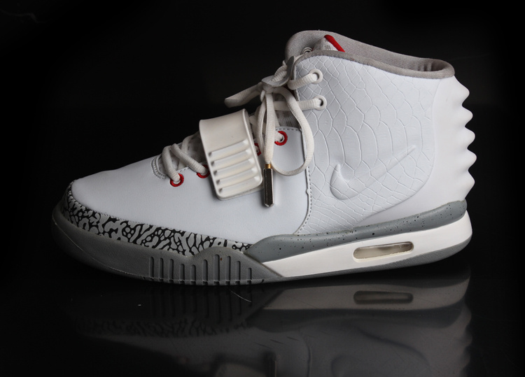 Nike Air Yeezy 2 White Grey Cement Shoes - Click Image to Close