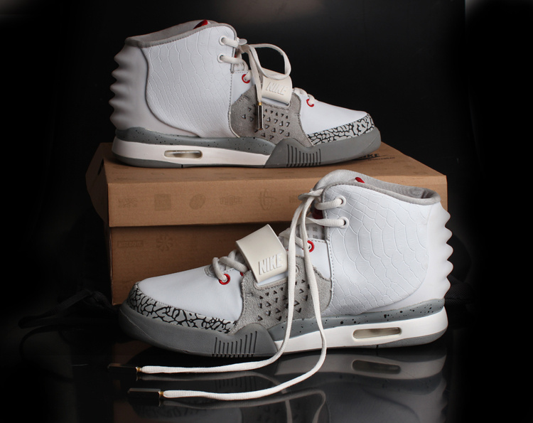 Nike Air Yeezy 2 White Grey Cement Shoes - Click Image to Close