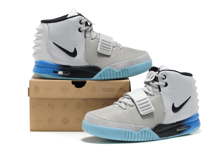 Nike Air Yeezy 2 White Light Blue Shoes - Click Image to Close