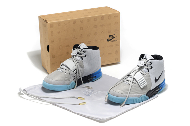 Nike Air Yeezy 2 White Light Blue Shoes - Click Image to Close