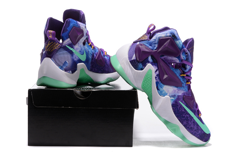 Nike Air Zoom Lebron James 13 Medal Purple Blue Green Shoes - Click Image to Close