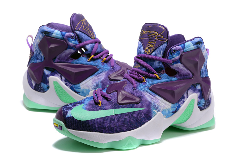 Nike Air Zoom Lebron James 13 Medal Purple Blue Green Shoes - Click Image to Close