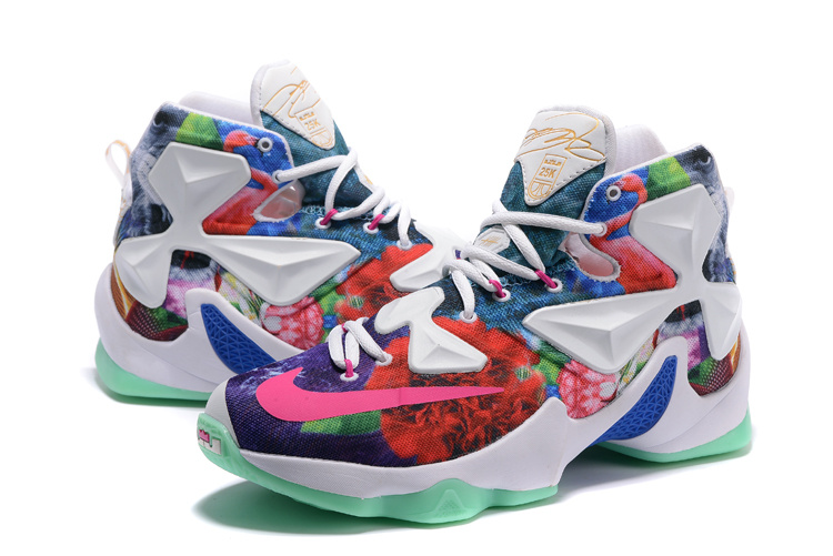 Nike Air Zoom Lebron James 13 Medal Red Blue White Shoes - Click Image to Close