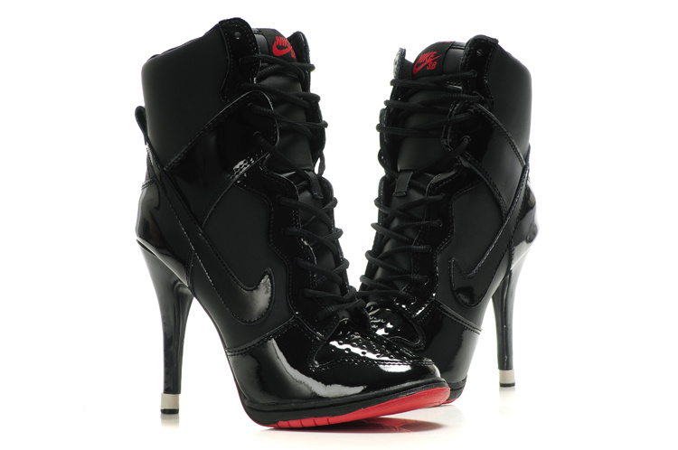 Nike Dunk High Heels Black Red